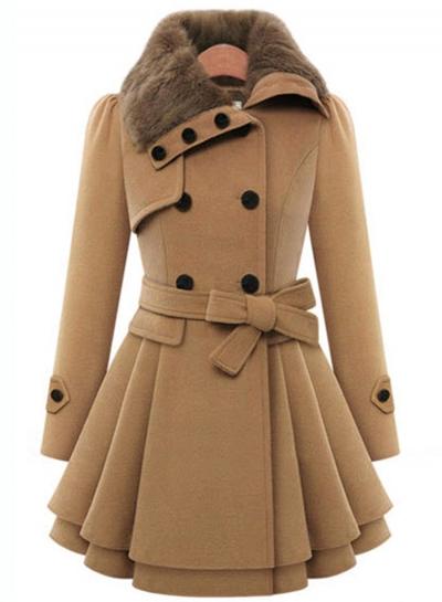 Oasap Turn Down Collar Long Sleeve Thicken Coat