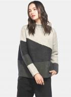Oasap Mock Neck Color Block Loose Sweater