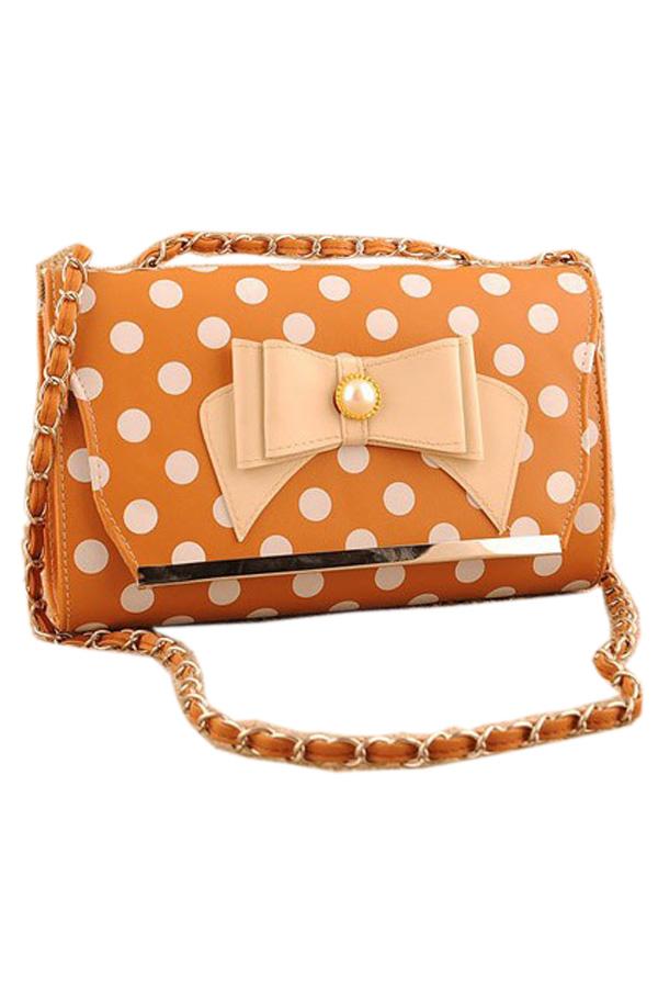Oasap Sweet Dots Embellished Shoulder Bag With Bowknot Detail