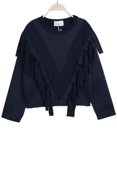 Oasap Tassels Cropped Sweatshirt