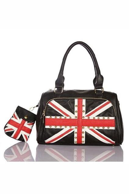 Oasap Stud Embellished The Union Jack Print Shoulder Bag
