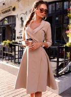 Oasap V Neck 3/4 Sleeve A-line Party Dress
