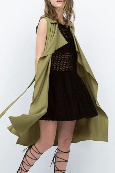 Oasap Elegant Draped Collar Dust Coat