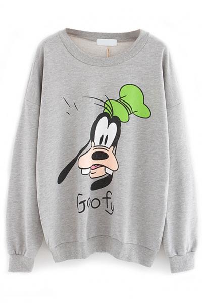 Oasap Slouchy Goofy Print Sweatshirt