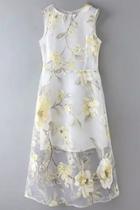 Oasap Fetching Floral Print Sleeveless Midi Dress