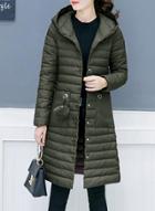 Oasap Hooded Solid Color Slim Fit Down Jacket Coat