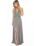 Oasap V Neck Backless Sleeveless High Slit Maxi Dress With Belt