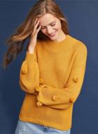Oasap Solid Pullover Sweater With Pom Pom