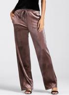 Oasap Velvet Solid Color Drawstring Waist Straight Pants