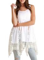Oasap Women's Lace Paneled Scoop Neck Sleeveless Asymmetric Dress