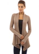Oasap Turn Down Collar Long Sleeve Solid Color Open Front Cardigan