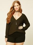 Oasap Army Green Plus Size Loose Backless Pullover