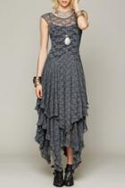 Oasap Fashion Crochet Lace Asymmetrical Dress