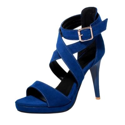 Oasap Solid Color Open Toe Stiletto Gladiator Sandals
