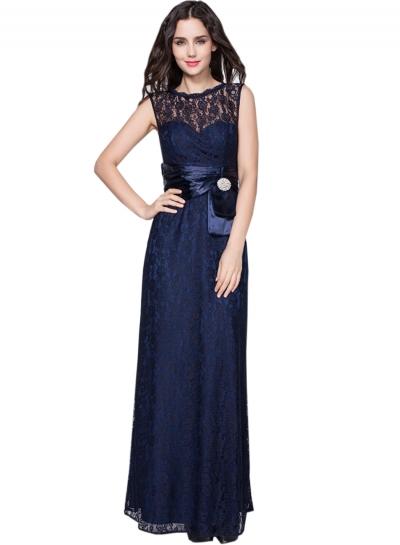 Oasap Women's Lace Trim Sleeveless Slim Fit Prom Dress