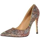 Oasap Pointed Toe Sequins Slip-on Stiletto Party Pumps