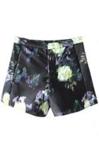 Oasap Sexy Fancy Floral Middle-waist Black Shorts