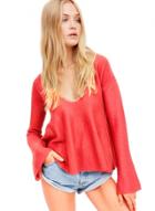 Oasap Oversized U Neckline Long Sleeve Solid Tee Shirts