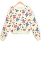 Oasap Rose Cropped Fleece Sweatshirt