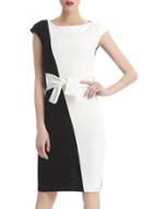 Oasap Women Fashion Contrast White Black Bodycon Pencil Dress
