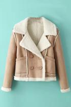 Oasap Sweet Shearling Turn Down Collar Double Breasted Coat
