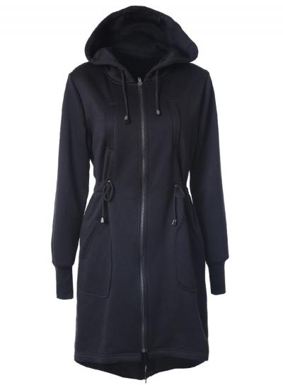 Oasap Hooded Long Sleeve Solid Long Coats