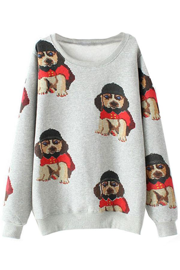 Oasap Adorable Doggie Pattern Sweatshirt