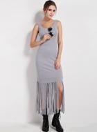 Oasap Fashion Sleeveless Slim Fit Maxi Dress With Tassel
