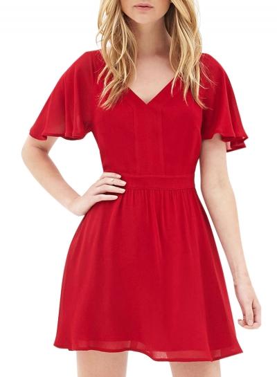 Oasap Women's Fashion Solid Short Sleeve Backless Mini Cocktail Dress