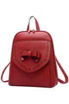 Oasap Bowknot Pu Leather Backpack