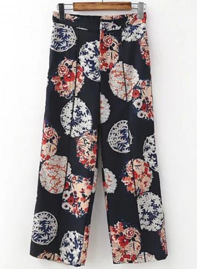 Oasap High Waist Floral Printed Ankle Length Pants
