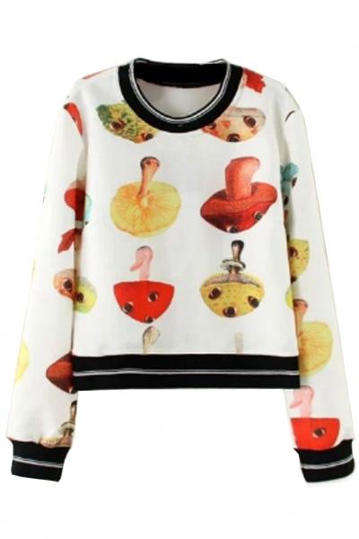 Oasap Colorful Mushroom Print Sweatshirt