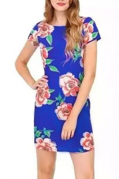 Oasap Fetching Floral Print Shift Mini Dress