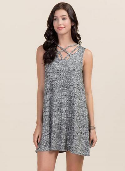 Oasap Criss Cross Front Sleeveless Mini Dress