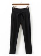 Oasap Drawstring Waist Solid Color Straight Pants