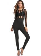 Oasap See Through Zipper Back Long Sleeve Skinny Jumpsuit