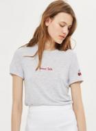 Oasap Fashion Short Sleeve Cherry Embroidery Tee