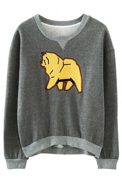 Oasap Naughty Puppy Deep Grey Sweatshirt