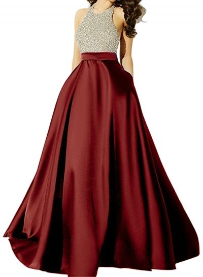 Oasap Halter Backless Sequins A-line Long Prom Dress