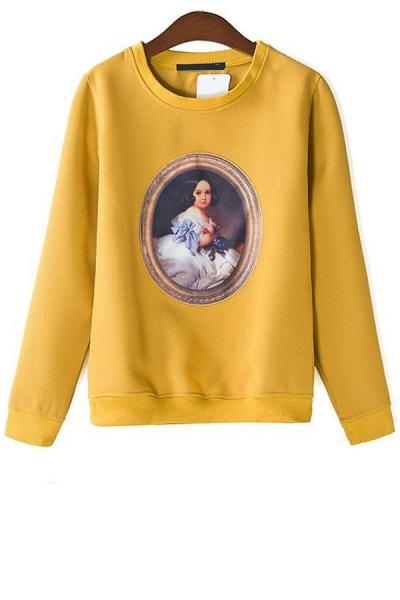 Oasap Street-chic Front Applique Sweatshirt