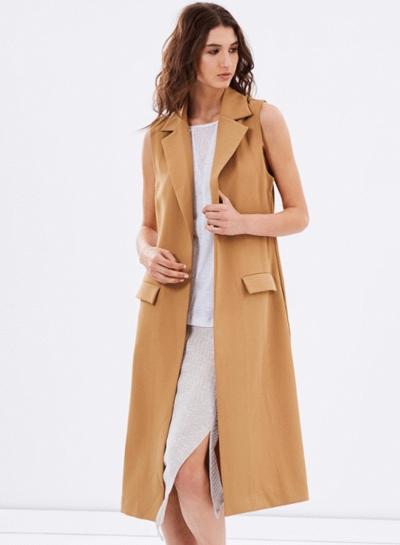 Oasap Women's Solid Sleeveless Longline Blazer
