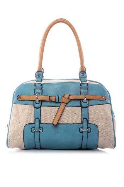 Oasap Contrast Colored Linen And Pu Shoulder Bag