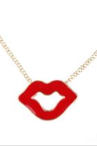Oasap Sexy Red Lips Pendant Necklace