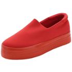 Oasap Women's Solid Color Low Top Slip-on Flat Platform Sneakers