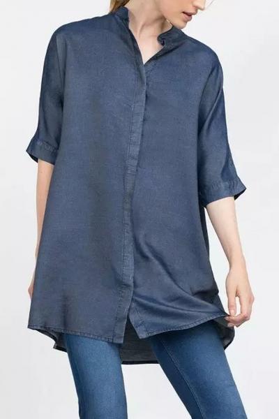 Oasap Elegant Collared Button Down Demin Shirt
