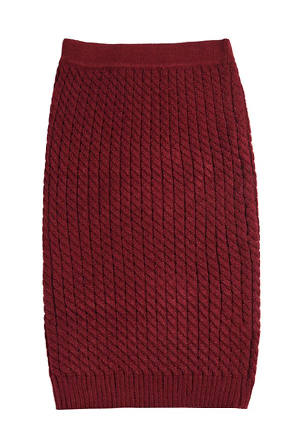 Oasap Medium Elegant Plaited Knitted Skirt