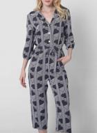 Oasap Fashion V Neck 3/4 Sleeve Cropped Jumpsuit