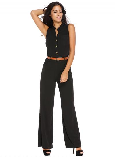 Oasap Fashion Sleeveless Plus Size Wide-leg Jumpsuit With Belt