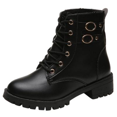 Oasap Casual Lace Up Round Toe Ankle Boots