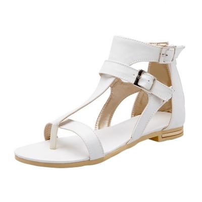 Oasap Buckle Clip Toe Flat Heels Sandals